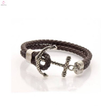 China Manufacturer Wholesale Anchor Leather Bracelet